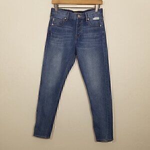 Express Vintage Skinny Ankle High Rise Button Fly Distressed Jeans Blue Size 2R